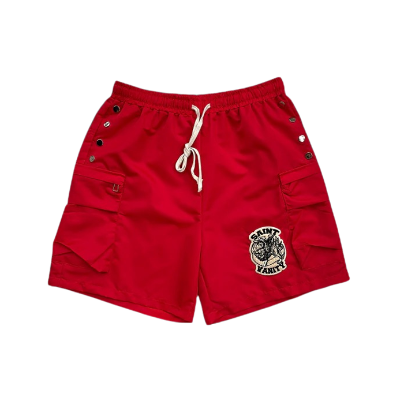 Saint Vanity Logo Cargo Shorts Red - Official Store Saint Vanity Logo Cargo Shorts Red